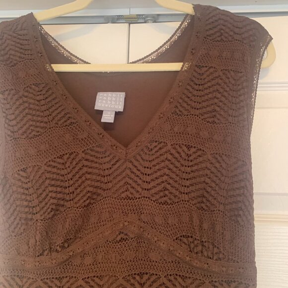 Rabbit Rabbit Rabbit Designs Brown Lace Lined Maxi Dress Size 8 - Picture 9 of 11